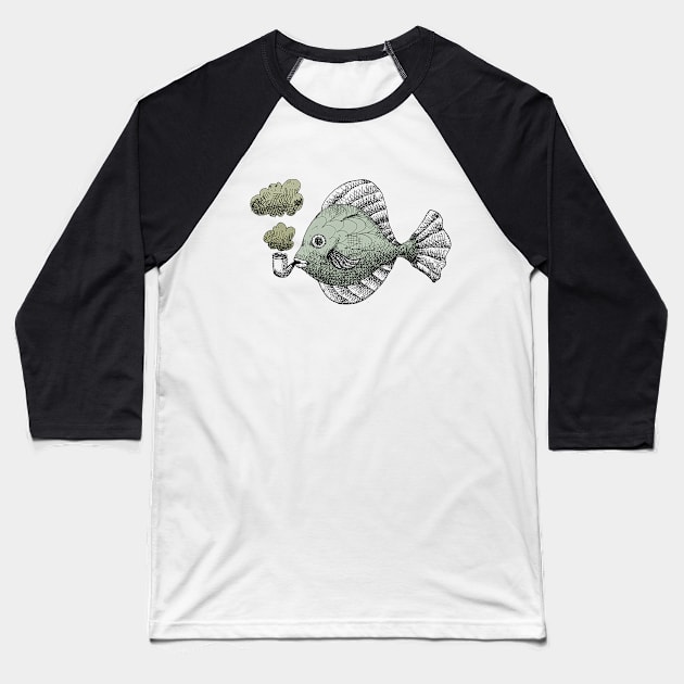 Fish Pipe Baseball T-Shirt by robobop